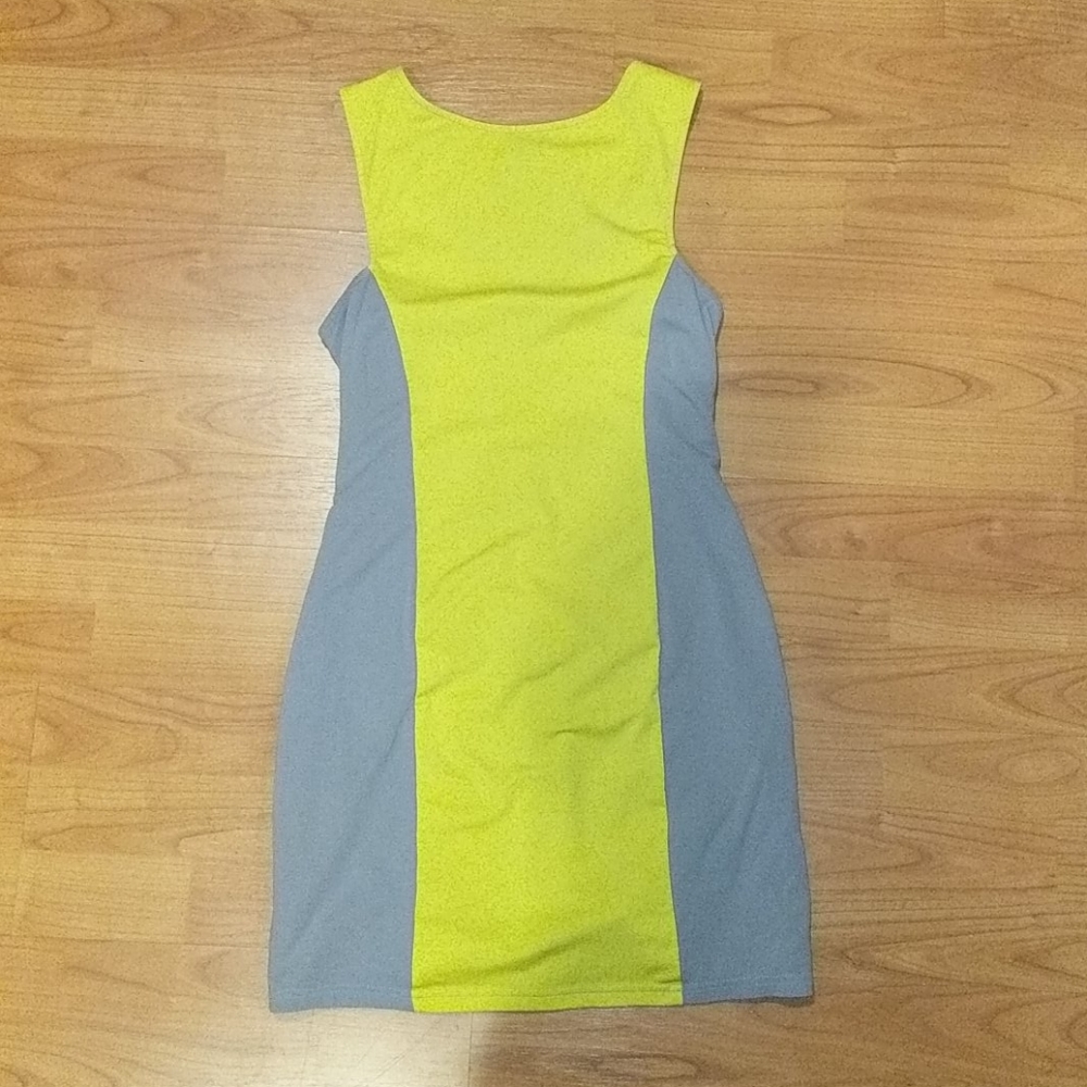 Neon green and grey dress